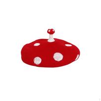 Mushroom Hat Felt Beret Halloween Warm Vintage Painter Party Favors Handmade Sweet Girl Decor Head 55 to 60cm