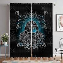 Vikings Odins Ravens Muninn Home Interior Curtains 2 Pieces Shades Curtains for Living Room Curtain Partition Tulle for Bedroom W50xH70cmx2pcs-CL