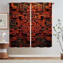 Tribal Totem Shade Curtain Tiebacks Kitchen Curtains 2 Pcs Set Blackout Curtains in the Living Room Decoration Window Blinds W50xH70cmx2pcs-CL
