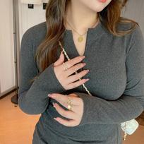 New autumn and winter long-sleeved half-turtle collar German velvet bottoming shirt for women with mid-collar and high-end feel that can worn outside S