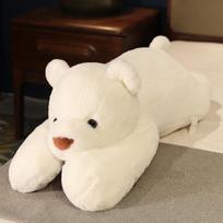 Squishy Plush Panda Cartoon Lying Plush Stuffed Fluffy Bear Puppy Doll Lovely Animal Plush Pillow For Children Birthday Gift 65cm balta