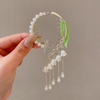 Korean Rhinestone Tassel Pearl Hair Claws Bun Hair Clip Crab Women Barrettes Ponytail Holder Hairpins Fashion Hair Accessories brown