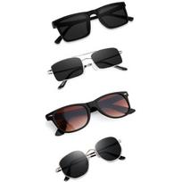 Sheomy Unisex Combo 4 atspalvių akinių rinkinys Kvadratiniai saulės akiniai Stačiakampiai Retro Vintažiniai Siauri Moteriški::Vyriški maži siauri kvadratiniai akiniai nuo saulės