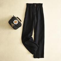 Wide-leg Pants Women's High-waist Drape Loose Casual Cotton and Linen Pants Bud Waist Linen Straight Trousers XXXL juoda