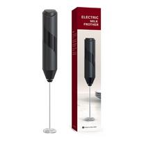Electric Milk Frother Handheld Stainless Steel Mini Foam Maker for Coffee Hot Chocolate Black black