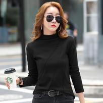 Women's New German Velvet Autumn and Winter Slim Base Shirt for Women Long-sleeved T-shirt with A 10-length Half-neck Tight Shirt S juoda