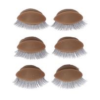 3 Pairs Replaced Eyelids Silicone Double Eyelashes Replacement Eyelids for Mannequin Head Brown ruda