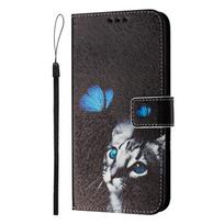 Butterfly and Cat Luxury Painted Leather Case Wallet Book Style Cover for Vivo Y20,Y35,Y51A,Y56,V27,Y78,V29,Y27,Y33S,Y19,V29E,Y17S,Y30,S19... vivo Y20 juoda