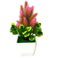 1Pc Artificial Flower Grass Potted Bonsai Living Room Office Garden Desk Decor AVE rožinė