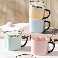 Cat Claws with Lid Spoon Ceramic Cup Dopamine Girls Office Breakfast Milk Cup Cute Mug High Value Water Cup 400ML white
