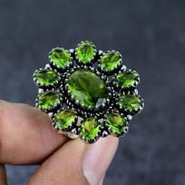 Peridot Gemstone Handmade 925 Sterling Silver Jewelry Ring Size 8 I7T39 black