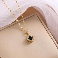 Multi-Coloured Zirconia Four-Leaf Clover Necklace Women Personalised Fashion Niche Collarbone Chain Design Necklace