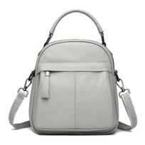 Leather Tide Anti-Theft Double Backpack Women'S Oblique Span Bag Outdoor Travel Bag pilka spalva