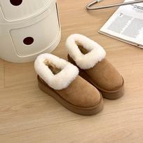 Thick-Soled Festive Low-Top Women's Sheepskin Fur Snow Boots, 2024 Style Slip-On Winter Cotton Shoes 38 kaštoninė