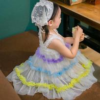 Girls' Tutu Princess Skirt with Suspenders – New Fairy Style Dress XS (90cm)