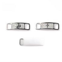 Madinga Hip-Hopo Batų Sagtis su Dekoratyviniu Cirkonio Šypsenėle ir Širdies Lūžio Kryžiumi Silver Smiley (Pair) white