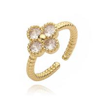 Fashion Luxury Four-Leaf Clover Open Ring Temperament Delicate Flowers Adjustable Ring