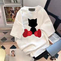 Summer Women's Loose Lazy Cartoon Print Short-sleeved T-shirt M balta