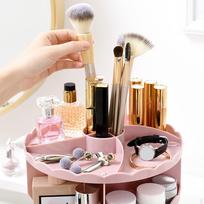 Rotating Makeup Organizer Cosmetic Display Case Shelf Stand Tray Rack Holder for raudona