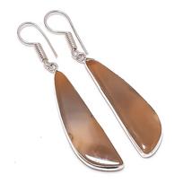 Natūralus Montanos agato brangakmenis 925 prabos sidabro papuošalas auskaras 2,29  T5j77 brown