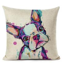 Bulldog Pug Dog Cushion Cover Cute Cartoon Dog Printing Throw Pillow Case for Sofa Home Decor Pillow Covers 45x45CM 450mm*450mm