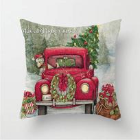 Red Truck Christmas Tree Pattern Cushion Cover Polyester Sofa Pillow Case Home Decorative Pillow Cover 45X45CM Fundas De Cojin 45X45CM