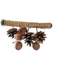 Parrot Stand Chewing Pine Balls Grinding Paw Natural Wood Hemp Rope Weaving Perch Stand Bird Climbing Toy M brown