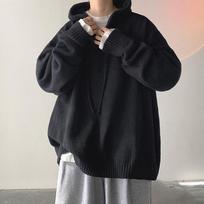 Men's Retro Hooded Turtleneck Sweater - Lazy Style for Autumn/Winter, Thick Knit Cardigan Jacket Extra Large juoda