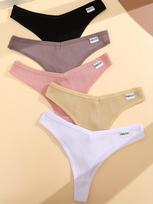 5 vnt. Moteriškos medvilninės vaflinės G formos kelnaitės Moteriškos minkštos stringai Moteriškos S-XL Mažos kelnaitės su nugaromis, bikinis, apatinis trikotažas 2024 m. S&5pcs