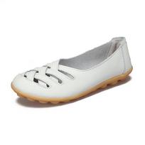 Spring and Summer Hollow Breathable Cowhide Women's Single Shoes Flat Heel Casual Lazy Pedal Shallow Mouth Single Shoes 44 balta