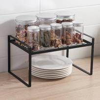 Black Cabinet Storage Shelf Organizer Rack for Kitchen Bathroom Pantry Spice Cupboard Coffee Countertop Home Office Desk
