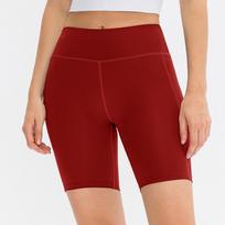 New Women'S Printed Nude Yoga Shorts With Pockets Skin Friendly Tight Fitting Elastic Quick Drying Sports And Fitness Shorts S raudona