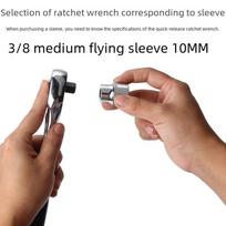 3/8  vidutinio ilgio galvutės raktas su 7/8/10/14/17mm šešiakampiu galvute ir 10mm maža galvute 6mm short socket