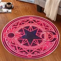 Rožinis Cardcaptor Sakura Magijos Apskritimo Kilimas prie Lovos - Mielas Animacinis Grindų Kilimėlis Mergaičių Miegamiesiems Diameter 60 cm