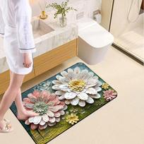 Minkštas, neslystantis „Daisy“ diatomito purvo vonios kilimėlis - greitai džiūstantis ir storas vandenį sugeriantis grindų kilimėlis 40x60 cm 2.5 beige