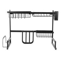 65cm Sink Drying Rack 304 Stainless Steel Kitchen Dish Drainer Storage Shelf Organizer Black