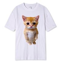El Gato Meme Sad Crying Cat Munchkin Kitty Meme Trendy Graphic T-shirt Short Sleeve T-shirts Oversized Streetwear S white