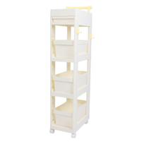 4 Tier Rolling Cart Utility Tool Plastic Multi Functional Storage Rack with Drawer Schoolbag
