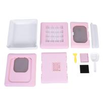Foldable Cat Litter Box Large Size Top Entry Anti Splashing Enclosed Kitty Litter Box for Home Pink rožinė