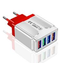 AC DC Telefono Adapteris Greitas Įkroviklis 5V 3A 4 USB Prievadai Sieninis Kelioninis Kištukas Iphone Samsung Xiaomi Huawei Greitasis Įkroviklis Maitinimo Šaltinis EU raudona