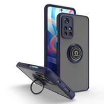 Smūgiams atsparus matinis dėklas Xiaomi Redmi Note 11 Pro Max 9 10 Poco X3 NFC 9c 9s 8 GT M3 11T F3 9A 9T 5G su metaliniu žiedu laikikliu Poco X3 (Pro) mėlyna