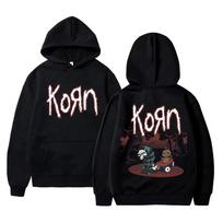 Rock grupės Korn grafinis džemperis su gobtuvu vyrams moterims flisinis medvilninis didelio dydžio džemperis viršus vyriški vintažiniai gotikiniai drabužiai S