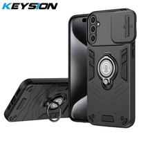 KEYSION Shockproof Armor Case for Samsung S25 Ultra 5G Slide Camera Protection Ring Stand Phone Cover for Galaxy S25+ S25 Ultra for Galaxy S25 juoda