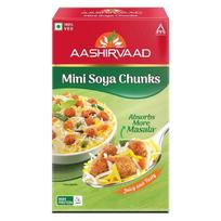 Aashirvaad Mini Sojos gabalėliai, 100% vegetariški, geriau sugeria prieskonius, sultingi ir skanūs, daug baltymų, 200 g pakuotė beige