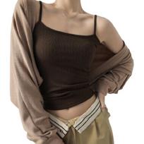 Women Bottoming Vest Sling Sleeveless Slim Fit Bottoming Tops Solid Color M kava