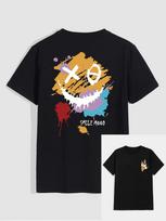 'Smile Mood' Print, Men's Casual Crew Neck Short-Sleeve  Fashion Summer T-Shirts Tops, Men's Outfits Tee,Regular Oversize Tees S smėlis