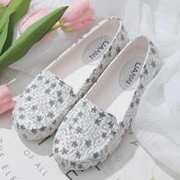 Four Seasons Women's Old Beijing Sandals: Printed Begonia Nursing and Dance Shoes Size 39 [24cm inside length] gray