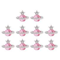 Yousheng 10Pcs Nail Art Decor Heart 3D Planet Design Stunning Visual Effect Rhinestone Nail Charm Glittering DIY Cubic Zirconia Nail Art Jewelry V