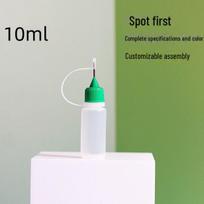 Lašintuvas LDPE 10ml adata buteliukas UV klijams, minkštam glaistymui, juodo plastiko skylutės dizainas 10ml clear bottle with black cap white