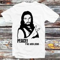 230 Gsm 100% Cotton Jesus Peace Y All Need Holy Bible Christmas T Shirt Vintage Retro Cool Gift Mens Womens Unisex Cartoon Anime Top Tee B807 XXS balta